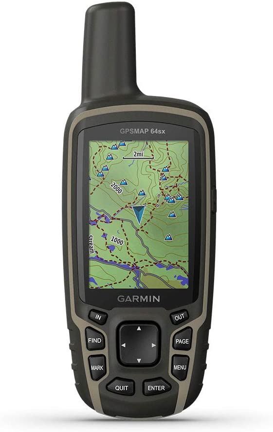 Garmin - GPSMAP 64sx, Handheld GPS with Altimeter and Compass, Preloaded With TopoActive Maps, Black/Tan