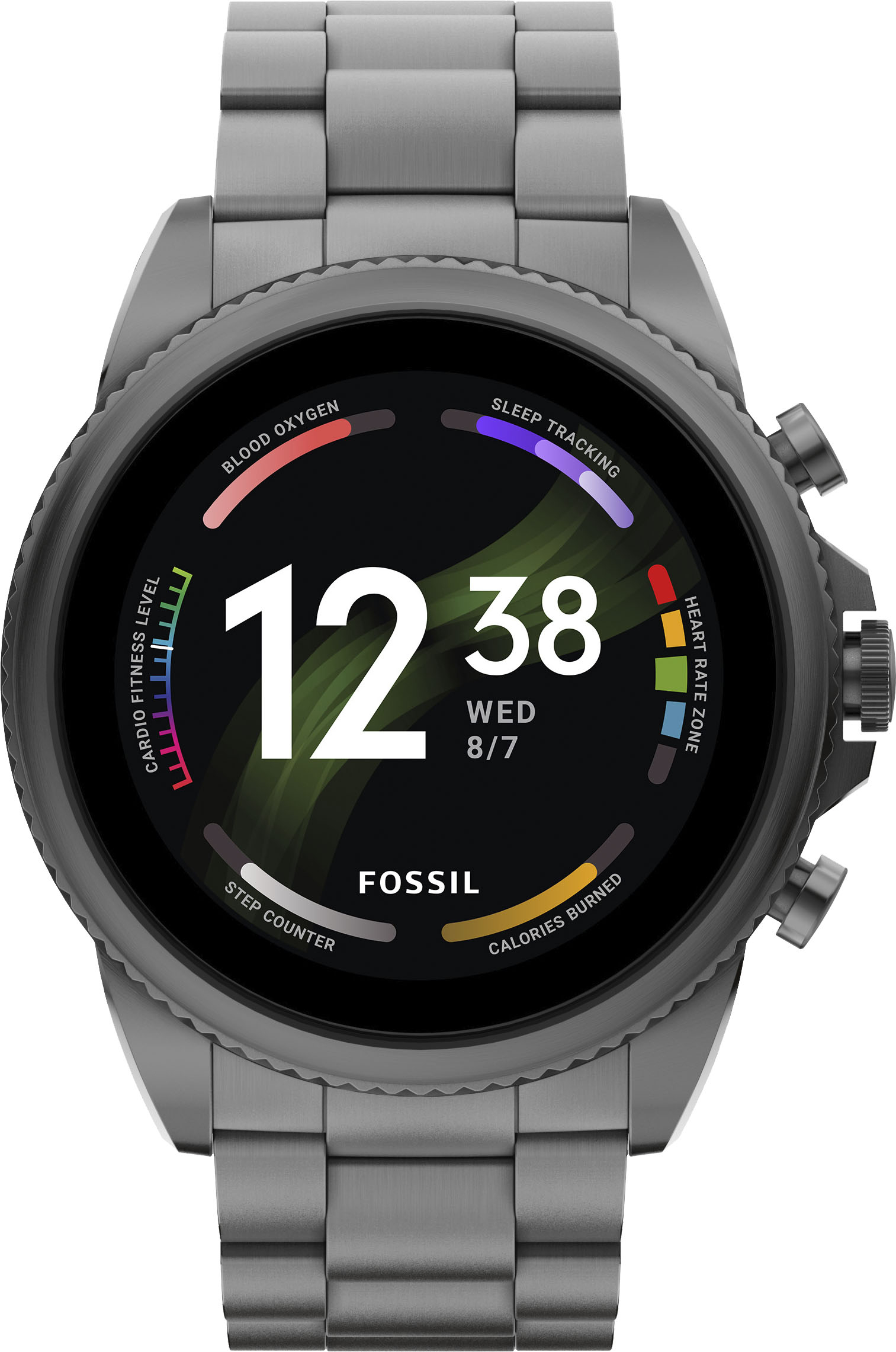 Fossil Gen 6 44m Smartwatch, Smoke Stainless Steel, Gunmetal Bracelet