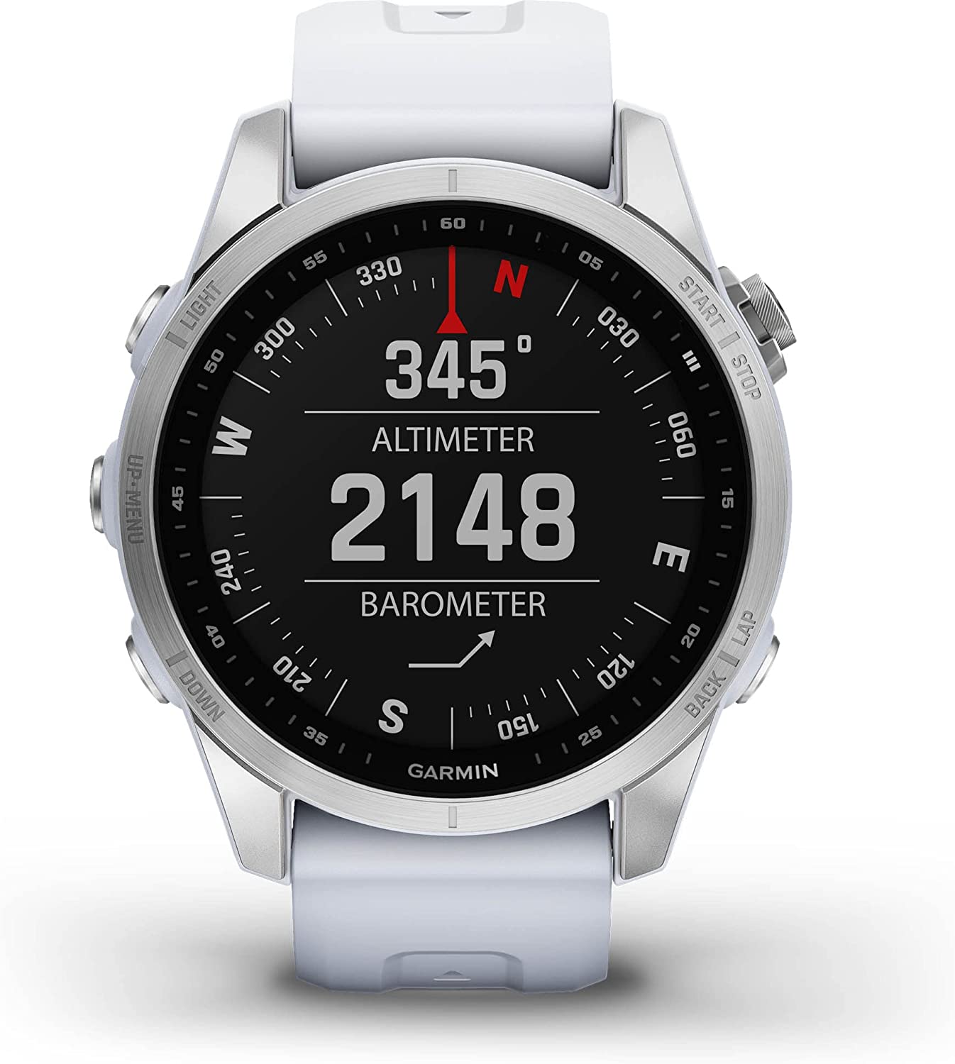 Garmin - Fenix 7S Standard Edition, Rugged Outdoor Bluetooth Touchscreen Smartwatch, Silver with Whitestone Band