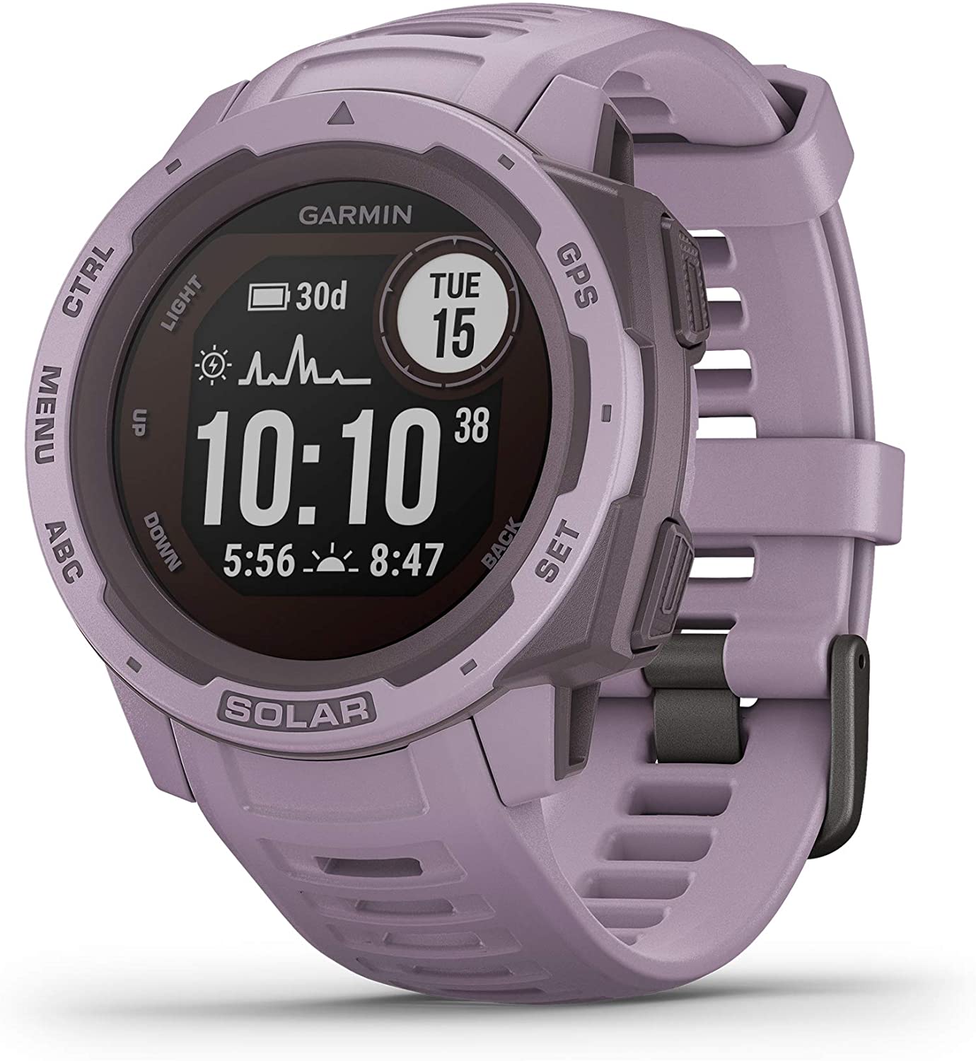 Garmin - Instinct Solar, Solar-Powered Rugged Outdoor Smartwatch, Orchid