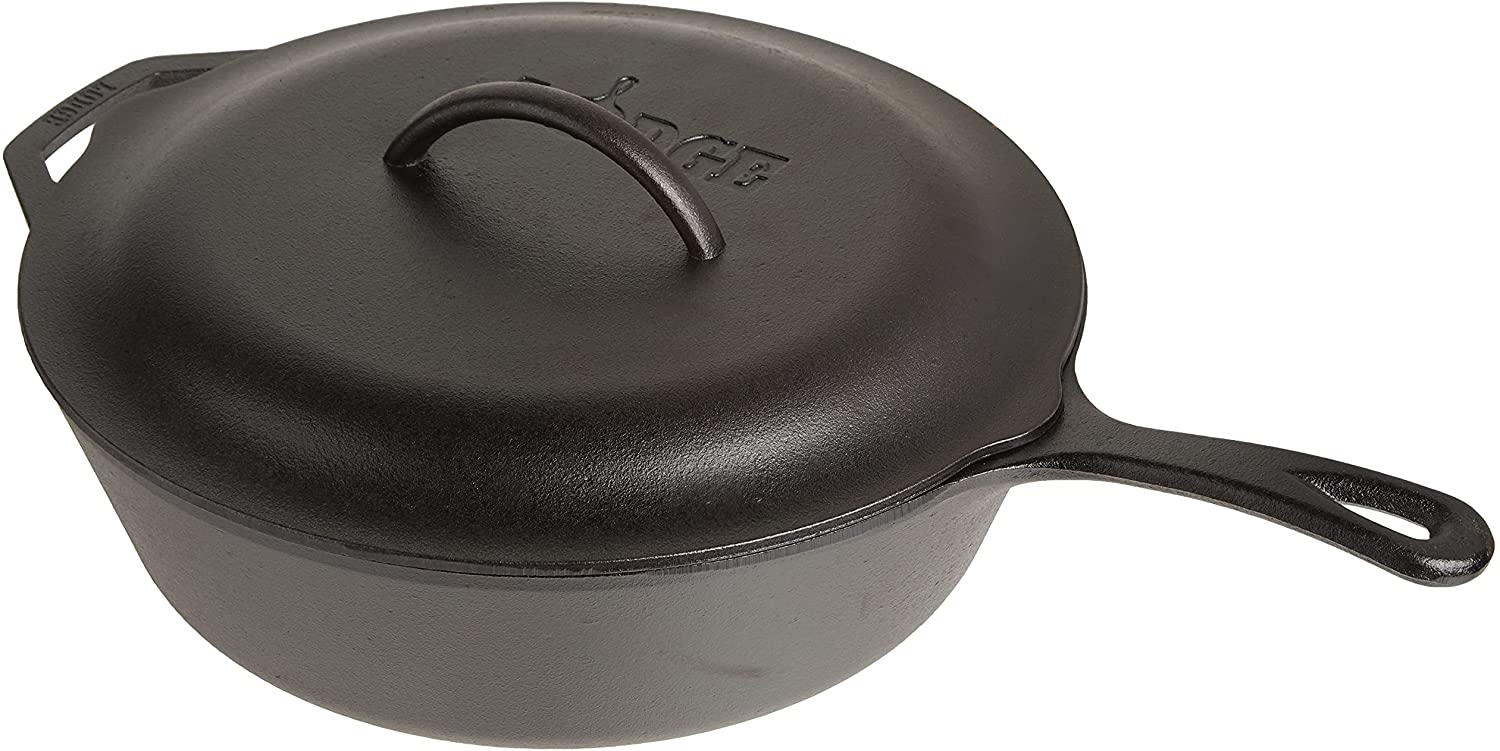 Lodge - 12 Inch / 5 Quart Cast Iron Covered Deep Skillet