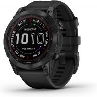 Garmin - Fenix 7 Sapphire Solar Edition, Adventure Bluetooth Touchscreen Smartwatch, Black DLC Titanium with Black Band