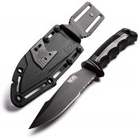 SOG - Seal Strike Fixed Blade Hunting Knife w/ Sheath, Black