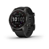 Garmin - Fenix 7S Sapphire Solar Edition, Adventure Bluetooth Touchscreen Smartwatch, Carbon Gray DLC Titanium with Black Band